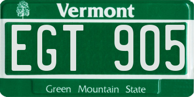 VT license plate EGT905