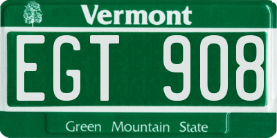 VT license plate EGT908