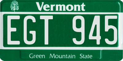 VT license plate EGT945