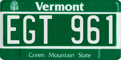 VT license plate EGT961