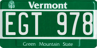 VT license plate EGT978