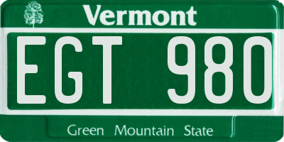 VT license plate EGT980