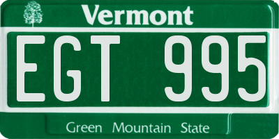 VT license plate EGT995