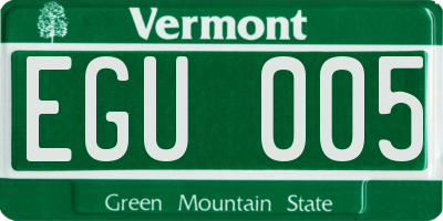 VT license plate EGU005