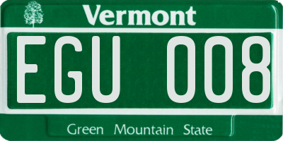 VT license plate EGU008
