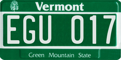 VT license plate EGU017