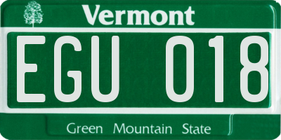 VT license plate EGU018
