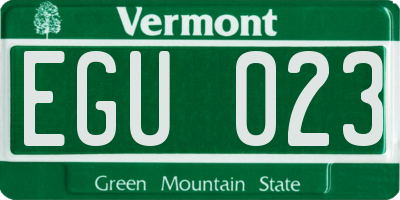 VT license plate EGU023
