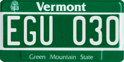 VT license plate EGU030