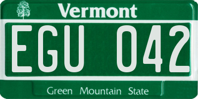VT license plate EGU042