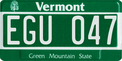 VT license plate EGU047