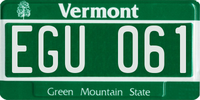 VT license plate EGU061