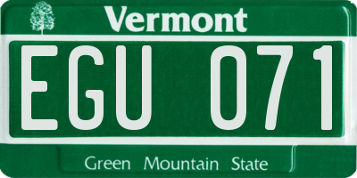 VT license plate EGU071