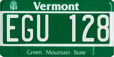 VT license plate EGU128