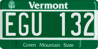 VT license plate EGU132