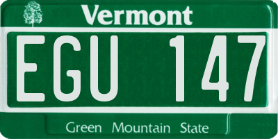 VT license plate EGU147