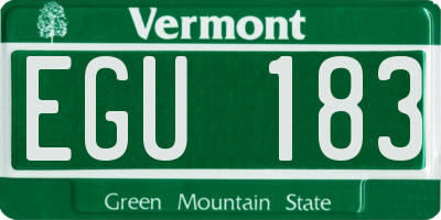 VT license plate EGU183