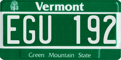 VT license plate EGU192