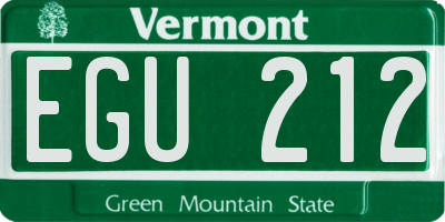 VT license plate EGU212