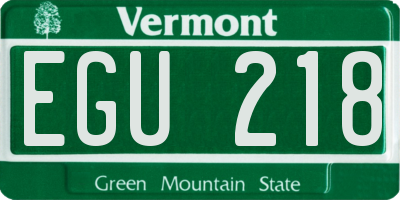 VT license plate EGU218