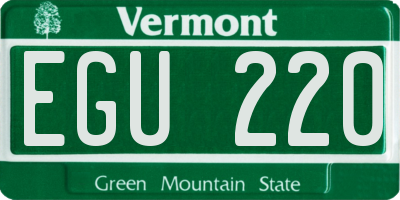 VT license plate EGU220