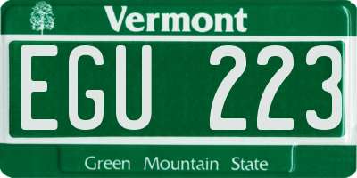VT license plate EGU223