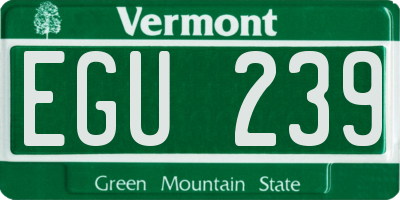 VT license plate EGU239