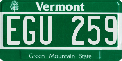 VT license plate EGU259