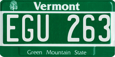 VT license plate EGU263