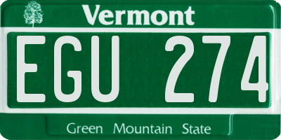 VT license plate EGU274