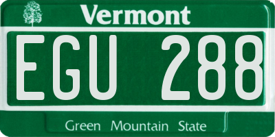 VT license plate EGU288