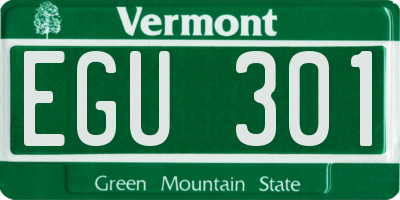 VT license plate EGU301