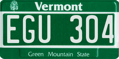 VT license plate EGU304