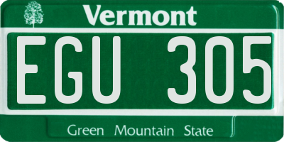 VT license plate EGU305