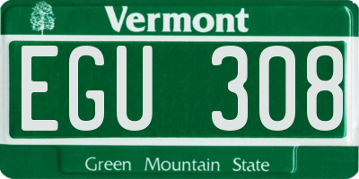 VT license plate EGU308