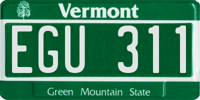 VT license plate EGU311