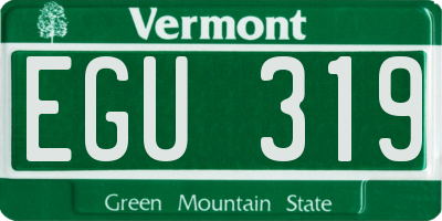 VT license plate EGU319