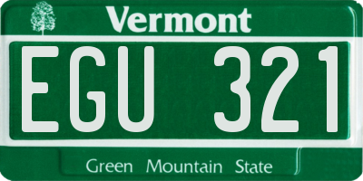 VT license plate EGU321