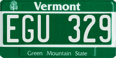 VT license plate EGU329