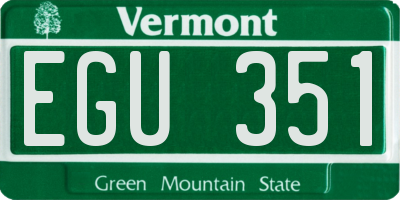 VT license plate EGU351