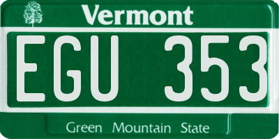 VT license plate EGU353