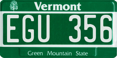 VT license plate EGU356