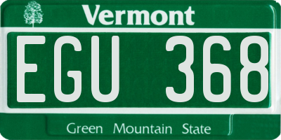 VT license plate EGU368