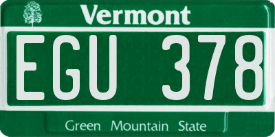 VT license plate EGU378