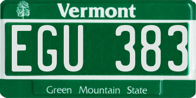 VT license plate EGU383