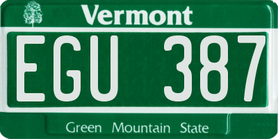 VT license plate EGU387