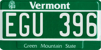 VT license plate EGU396