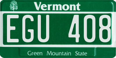 VT license plate EGU408