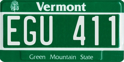 VT license plate EGU411