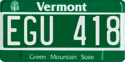 VT license plate EGU418